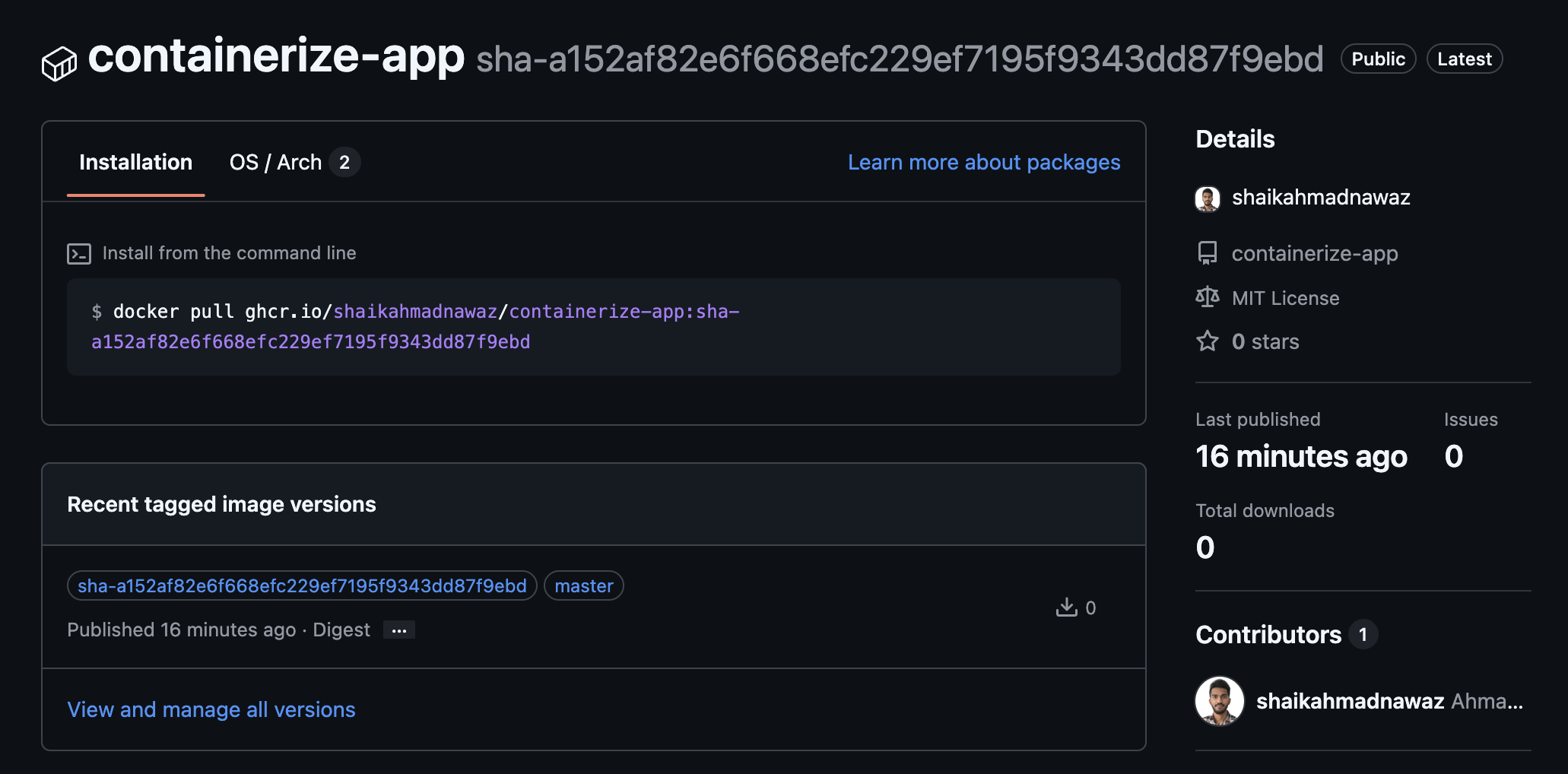 GHCR published package